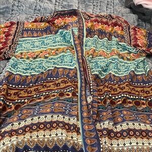 Novella Royale Multicolor Bohemian robe kimono.. blue Moroccan rose